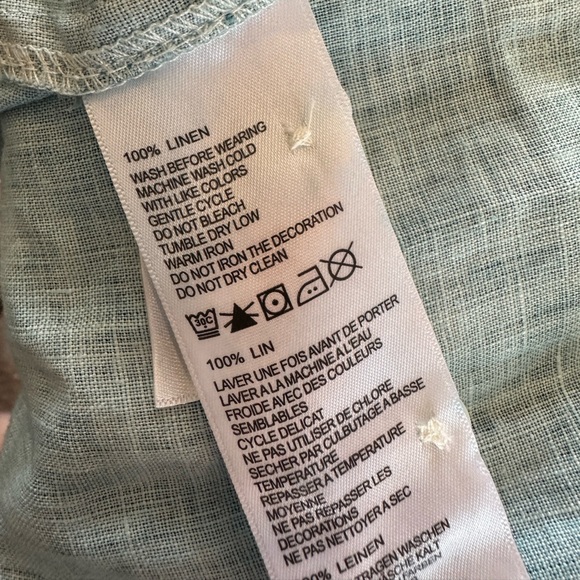 Tommy Bahama linen button down in turquoise, XL - Picture 6 of 8